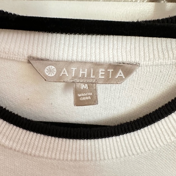 ATHLETA M White north point ribbed black trim cotton blend woman popover tunic - Picture 4 of 13